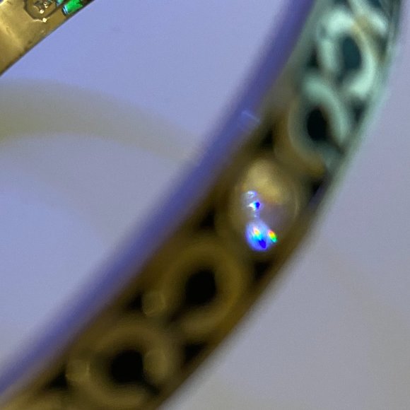 Coach Black and Silver Enamel Metal Bangle Bracelet with Rhinestones - Picture 4 of 4